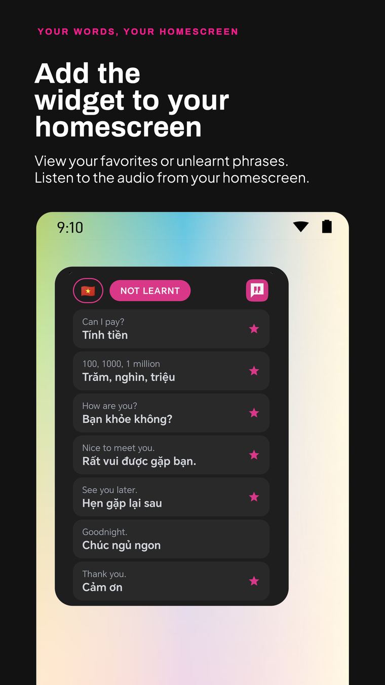 Travel Chatter homescreen widget
